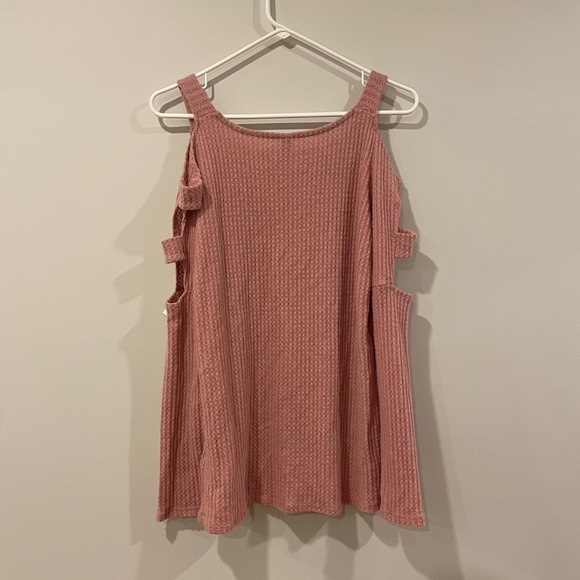 Lord & Taylor Design Lab Pink Cutout Waffle Knit Soft Tunic Top Women’s sz Large - Picture 2 of 10